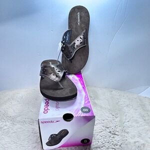 Speedo Women's Flip‎ Flop Sandals Sz 8 Chocolate Bronze Metallic Cutout Slides